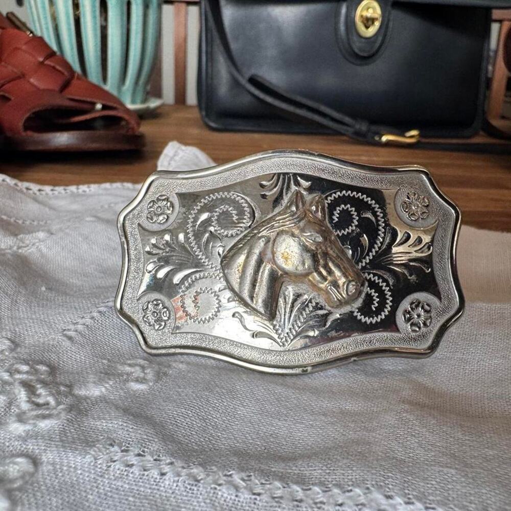 Vintage Small Western Horse Belt Buckle